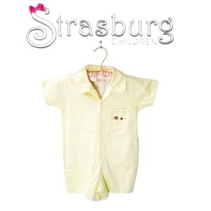 Strasburg Boy's Yellow Short Sleeve Button Front Romper Sz 4